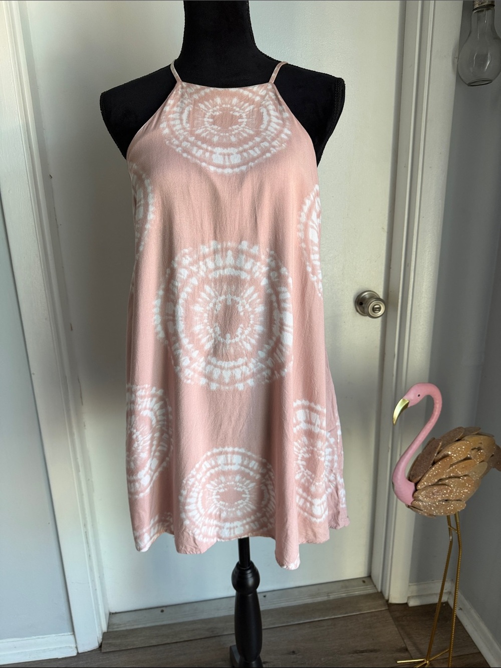 Forever 21 Pink and White Tie-Dye Halter Swing Dress